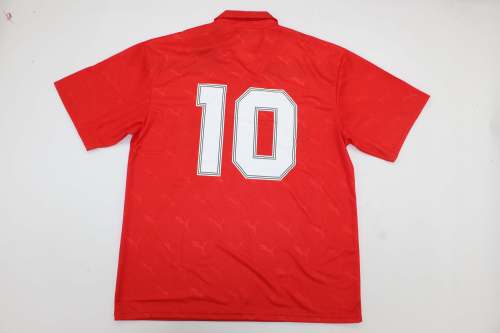 Retro Jersey 1990-1993 Atletico Madrid 10 Away Red Soccer Jersey Vintage Football Shirt