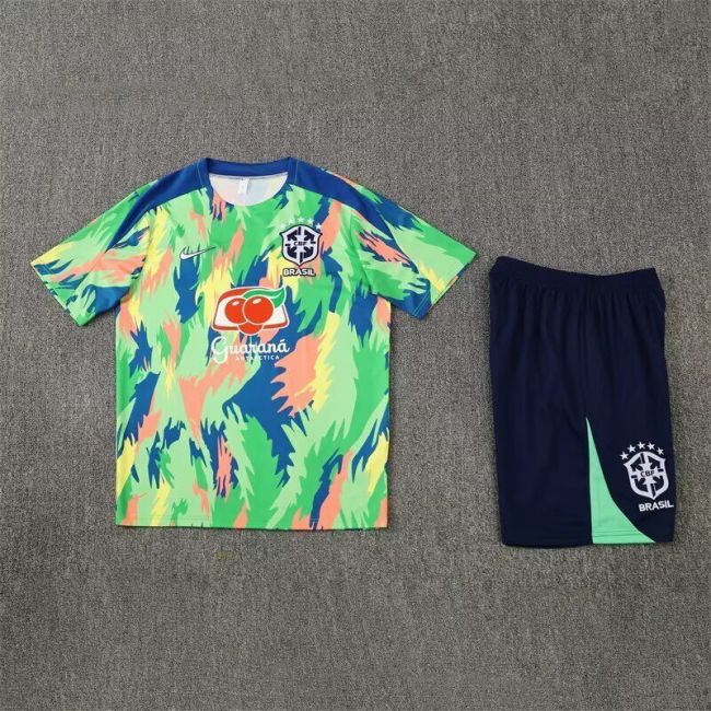 Adult Uniform 2025-2026 Brazil Green Soccer Training Jersey and Shorts Football Kits