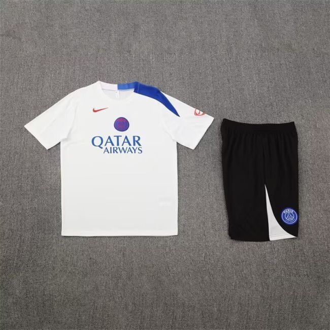 Adult Uniform 2025-2026 PSG White Soccer Training Jersey and Shorts Football Kits