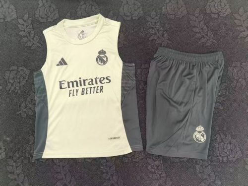 Adult Uniform 2025-2026 Real Madrid Light Yellow Soccer Training Vest and Shorts Football Set