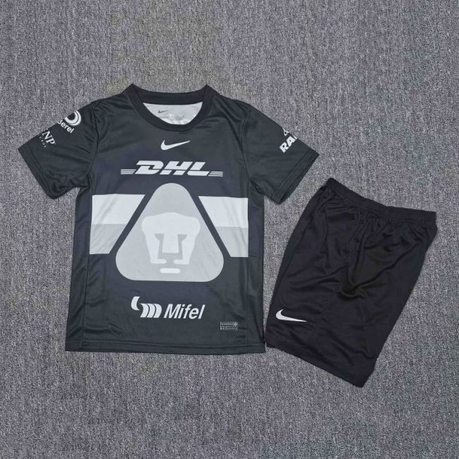 Youth Uniform Kids Kit 2025-2026 Pumas Black Goalkeeper Soccer Jersey Shorts Child Football Set