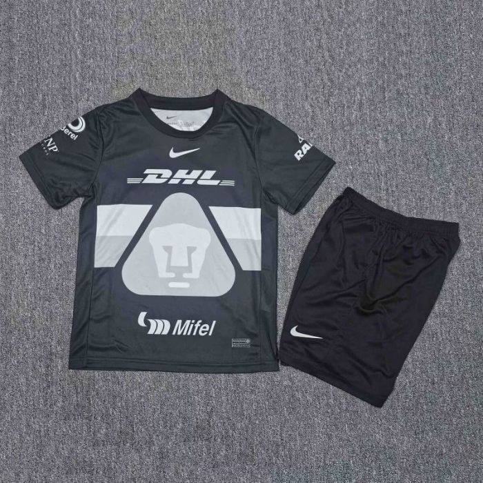 Youth Uniform Kids Kit 2025-2026 Pumas Black Goalkeeper Soccer Jersey Shorts Child Football Set