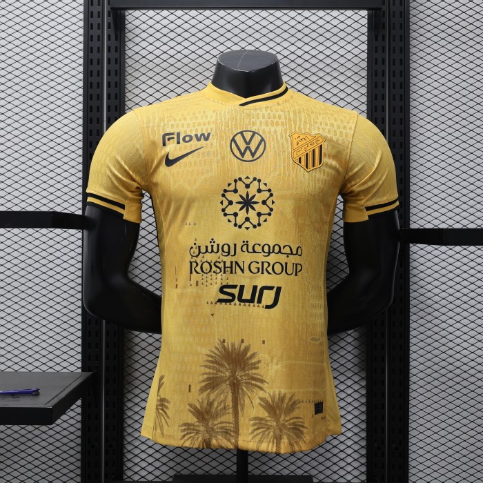 Player Version 2025-2026 Al-Ittihad Third Away Yellow Soccer Jersey Football Shirt