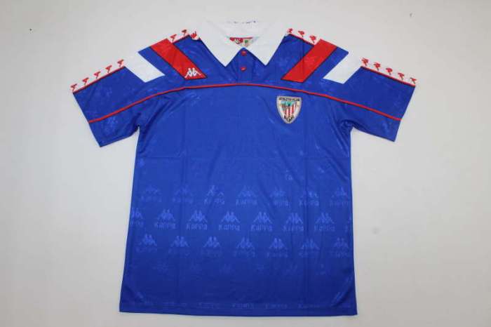 Retro Jersey 1994-1995 Athletic Bilbao 8 Away Blue Soccer Jersey Vintage Football Shirt