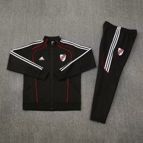 2025-2026 River Plate Black Soccer Windbreaker Jacket Pants Football Tracksuits