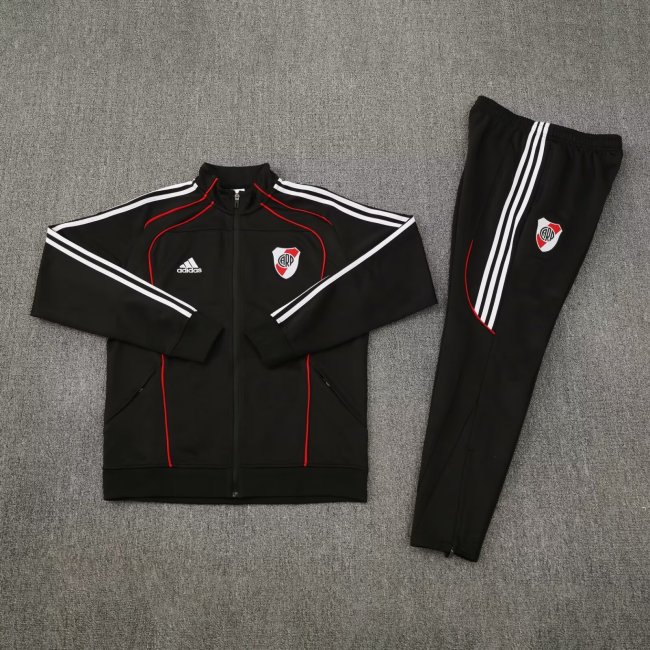 2025-2026 River Plate Black Soccer Windbreaker Jacket Pants Football Tracksuits