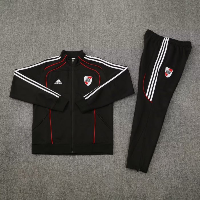 2025-2026 River Plate Black Soccer Windbreaker Jacket Pants Football Tracksuits