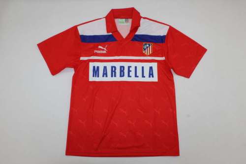 Retro Jersey 1990-1993 Atletico Madrid Away Red Soccer Jersey Vintage Football Shirt