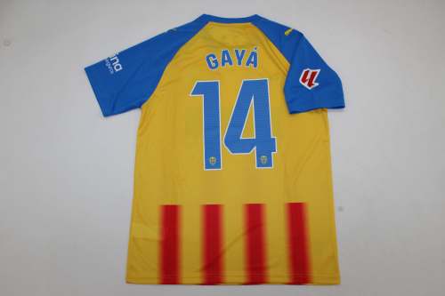 with Sponor Logo+LALIGA Patch Fans Version 2025-2026 Valencia GAYA 14 Third Away Soccer Jersey Football Shirt