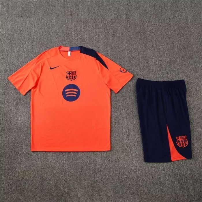 Adult Uniform 2025-2026 Barcelona Orange Soccer Training Jersey and Shorts Football Kits