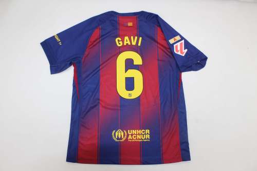 with La Liga Champions League+LALIGA Patch Barca Camisetas de Futbol Fans Version 2025-2026 Barcelona GAVI 6 Home Soccer Jersey