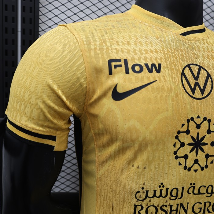 Player Version 2025-2026 Al-Ittihad Third Away Yellow Soccer Jersey Football Shirt