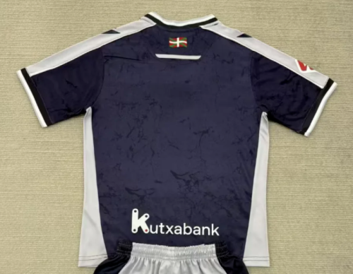 with LALIGA Patch Fan Version 2025-2026 Real Sociedad Away Soccer Jersey Football Shirt