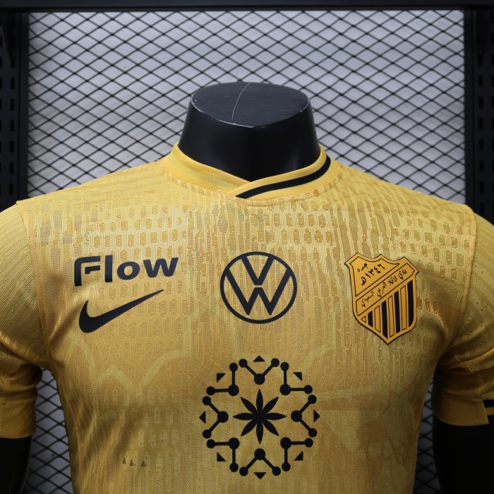 Player Version 2025-2026 Al-Ittihad Third Away Yellow Soccer Jersey Football Shirt
