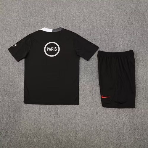 Adult Uniform 2025-2026 PSG Black/White Soccer Training Jersey and Shorts Football Kits