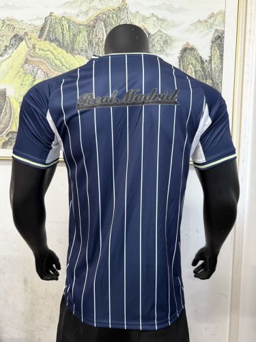 2025-2026 Real Madrid Dark Blue Baseball Jersey MLB Shirt
