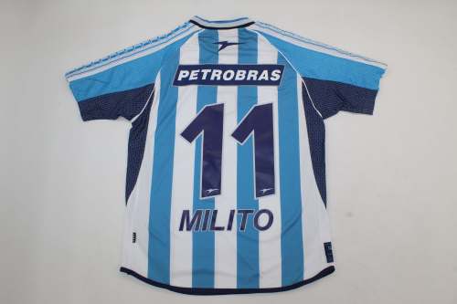 Retro Jersey 2002-2003 Argentina Racing Club MILITO 11 Home Soccer Jersey Vintage Football Shirt