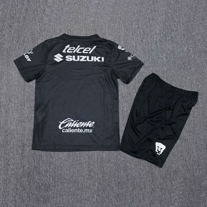 Youth Uniform Kids Kit 2025-2026 Pumas Black Goalkeeper Soccer Jersey Shorts Child Football Set