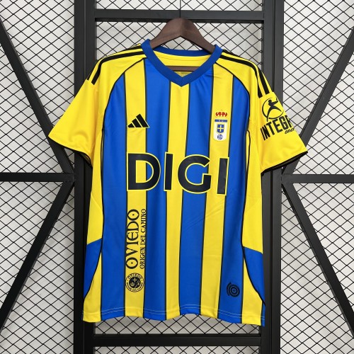Fan Version 2025-2026 Real Oviedo Away Yellow/Blue Soccer Jersey Football Shirt