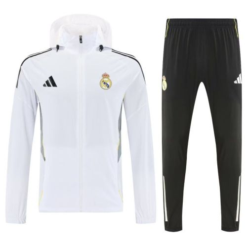with Caps 2025-2026 Real Madrid White Soccer Training Hoodie and Pants Football Hoody