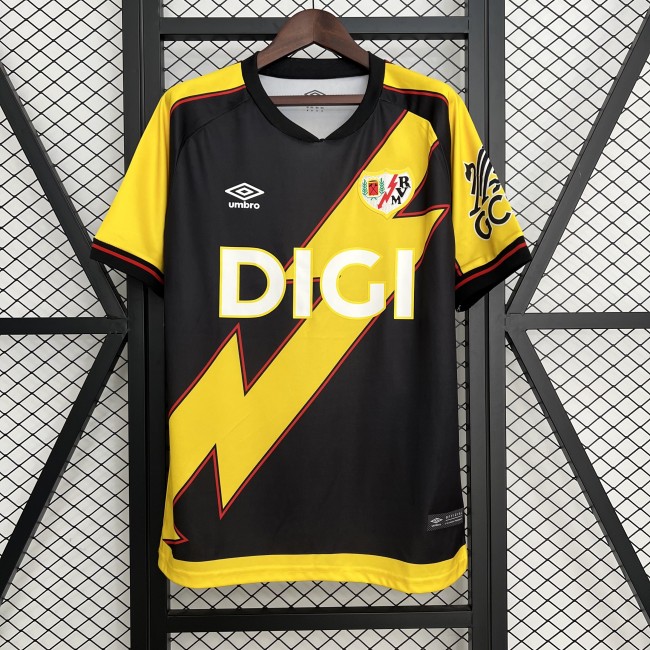 Fans Version 2025-2026 Rayo Vallecano Third Away Black Soccer Jersey Football Shirt