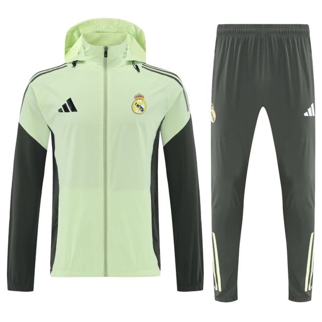 with Caps 2025-2026 Real Madrid Green Soccer Training Hoodie and Pants Football Hoody