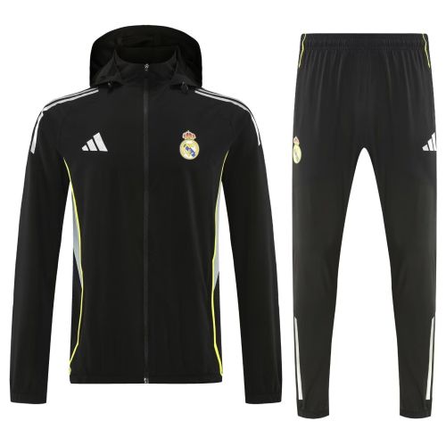 with Caps 2025-2026 Real Madrid Black Soccer Training Hoodie and Pants Football Hoody