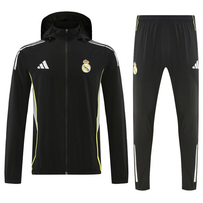 with Caps 2025-2026 Real Madrid Black Soccer Training Hoodie and Pants Football Hoody