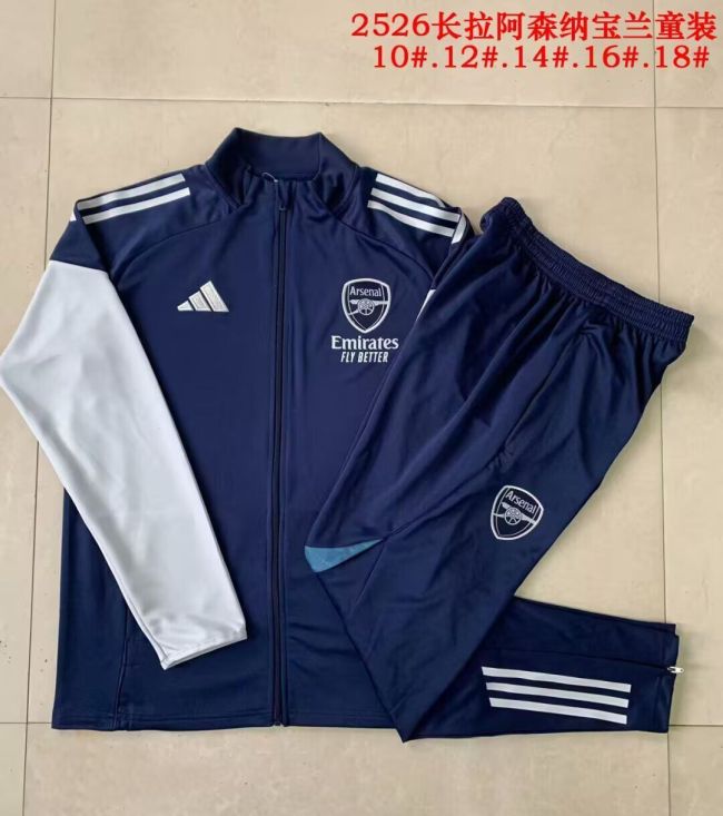 Youth 2025-2026 Arsenal Dark Blue Soccer Training Jacket Football Jacket and Pants