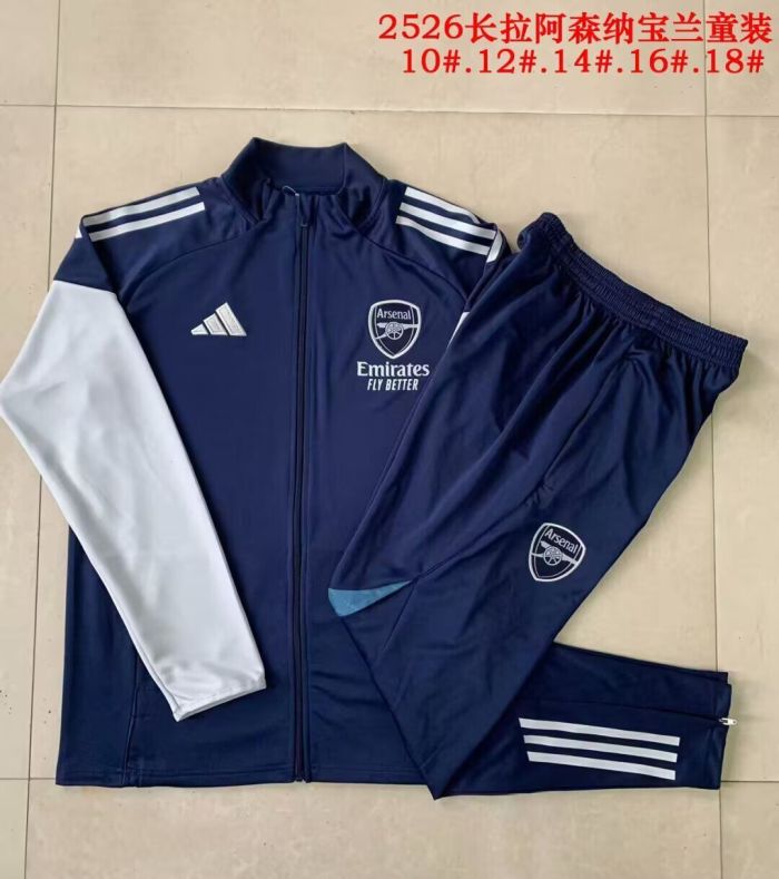 Youth 2025-2026 Arsenal Dark Blue Soccer Training Jacket Football Jacket and Pants