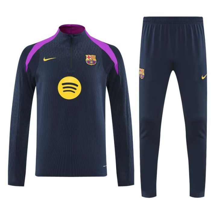 2025-2026 Barcelona Dark Blue/Purple Soccer Training Sweater and Pants Football Kit