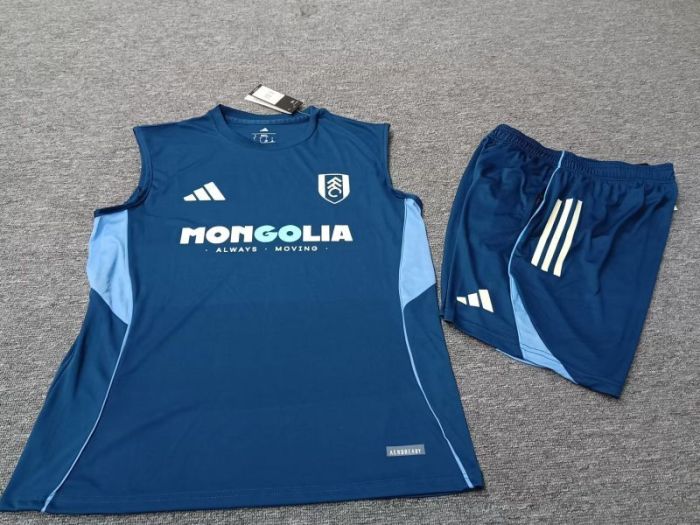 Adult Uniform 2025-2026 Fulham Dark Blue Soccer Training Vest and Shorts Football Set
