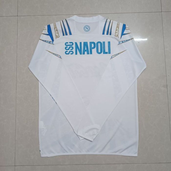Long Sleeve Fan Version 2025-2026 Calcio Napoli White/Blue Football Shirt Napoles Soccer Training Jersey