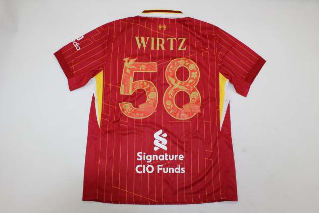 Fan Version 2025-2026 Liverpool WIRTZ 58 Diogo Version Home Soccer Jersey Football Shirt