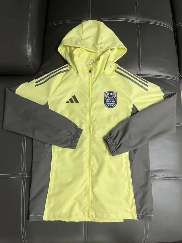 with Caps 2025-2026 San Diego Yellow/Grey Soccer Windbreaker Jacket Football Jacket