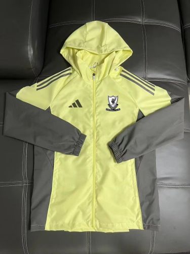 with Caps 2025-2026 Liverpool Yellow/Grey Soccer Windbreaker Jacket Football Jacket