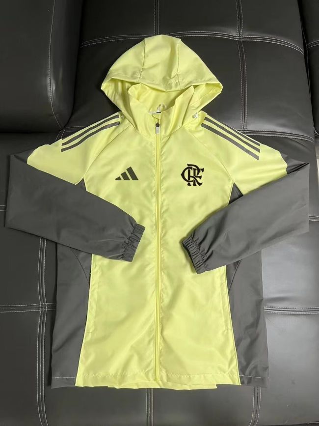 with Caps 2025-2026 Flamengo Yellow/Grey Soccer Windbreaker Jacket Football Jacket