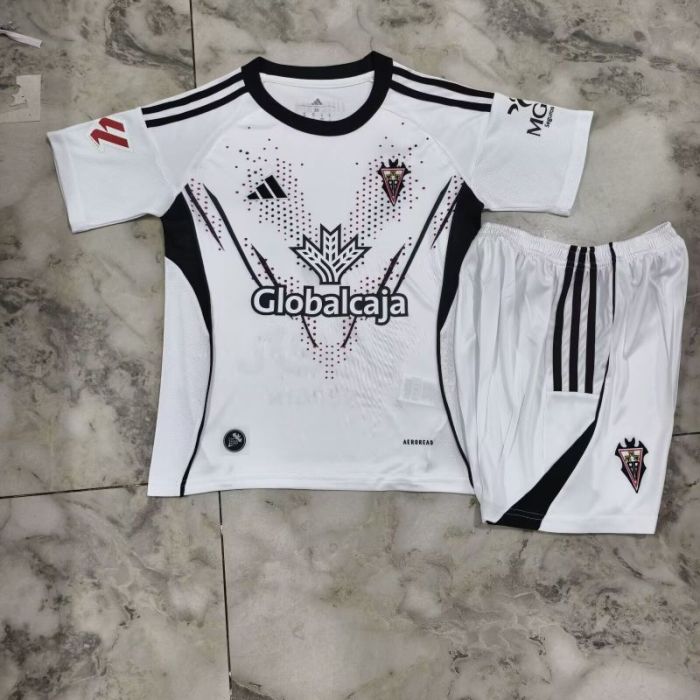 with LALIGA Patch Youth Uniform Kids Kit Albacete 2025-2026 Home Soccer Jersey Shorts Child Football Set