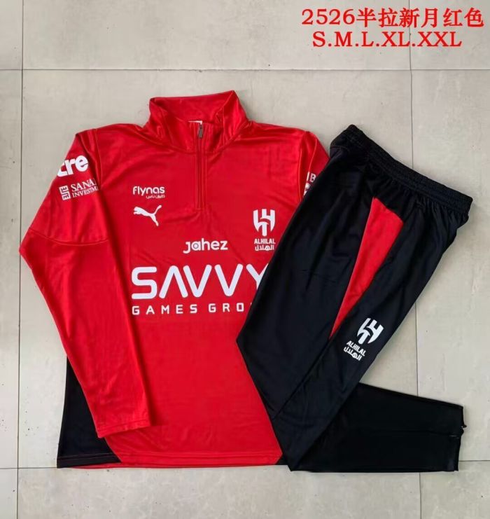 2025-2026 Al-Halil Red Soccer Training Sweater and Pants Football Kit