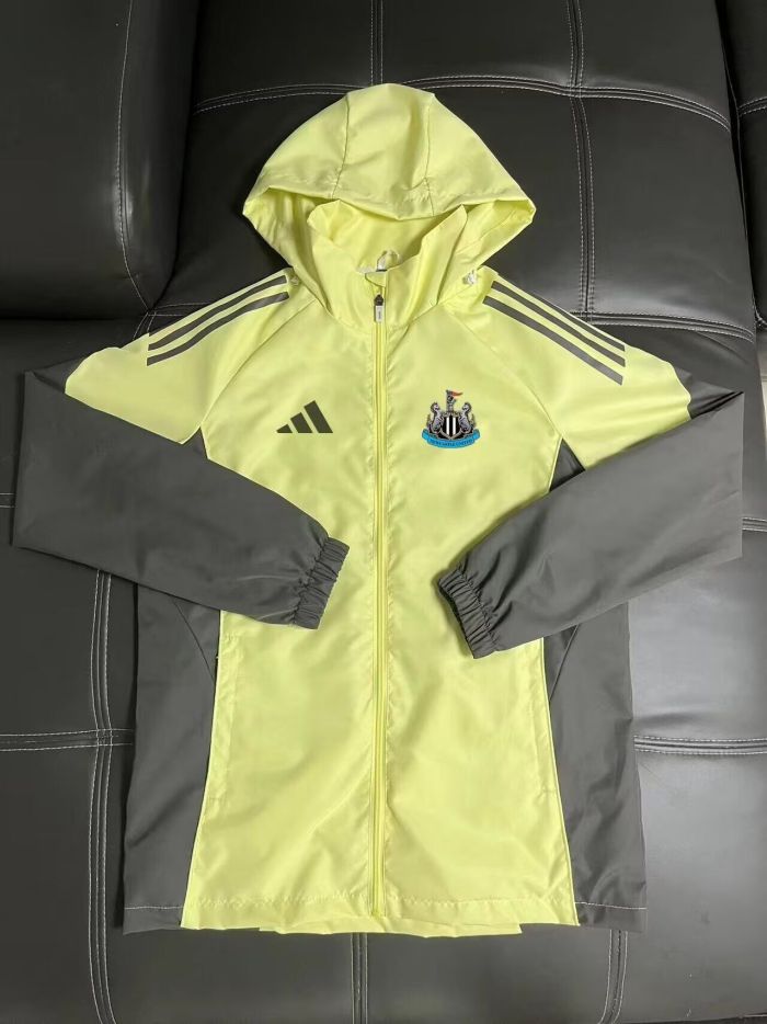 with Caps 2025-2026 Newcastle United Yellow/Grey Soccer Windbreaker Jacket Football Jacket