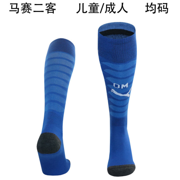 Youth/Adult 2025-2026 Marseille Third Away Blue Soccer Socks Football Socks