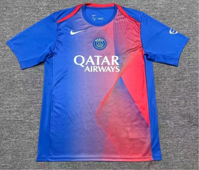 Fan Version 2025-2026 PSG Blue/Red Soccer Traininng Jersey Paris Football Maillot