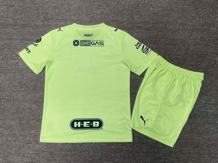 Youth Uniform Kids Kit Monterrey 2025-2026 Green Goalkeeper Soccer Jersey Shorts Child Football Set