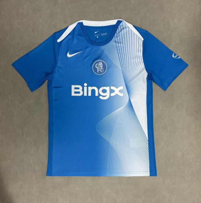 Fan Version 2025-2026 Chelsea Blue/White Soccer Pe-match Jersey Football Traininng Shirt