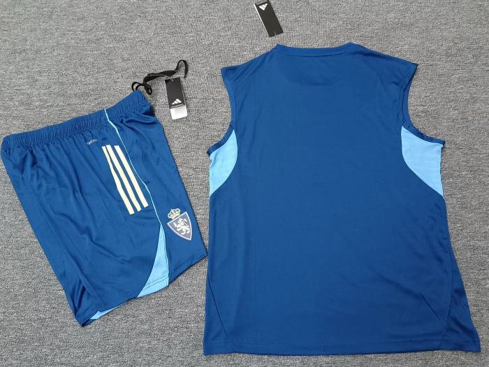 Adult Uniform 2025-2026 Zaragoza Dark Blue Soccer Training Vest and Shorts Football Set