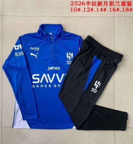 Youth 2025-2026 Al-Halil Blue Soccer Training Sweater and Pants Napoles Football Kit