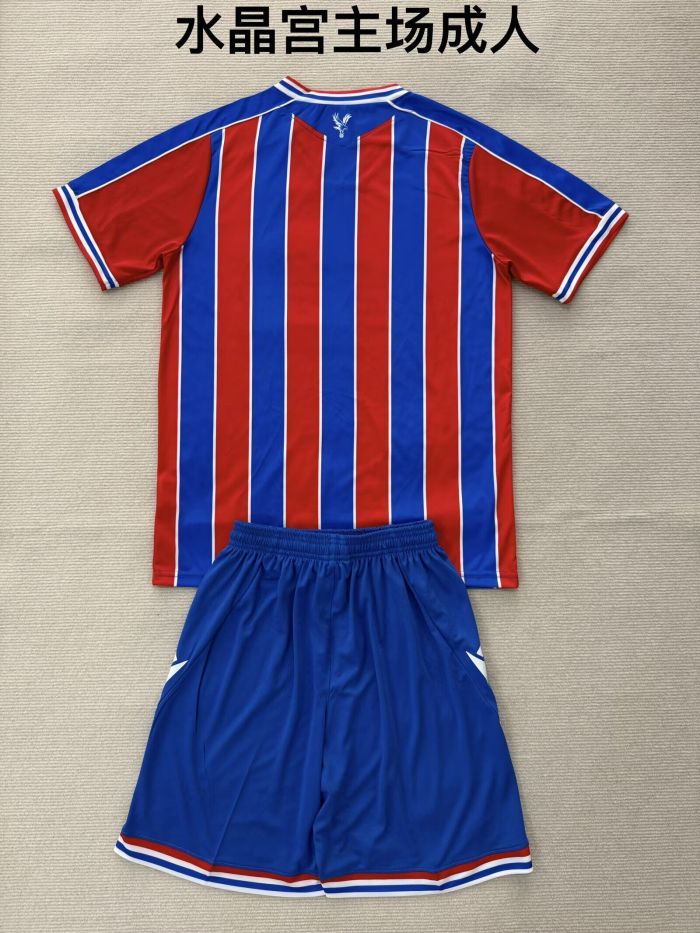 with Sponor Logo Youth Uniform Kids Kit 2025-2026 Crystal Palace Home Soccer Jersey Shorts Child Football Set