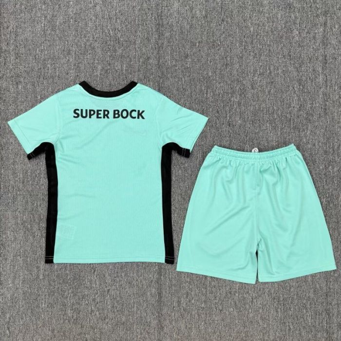 Youth Uniform Kids Kit 2025-2026 Sporting Lisbon Fourth Away Green Soccer Jersey Shorts Child Football Set