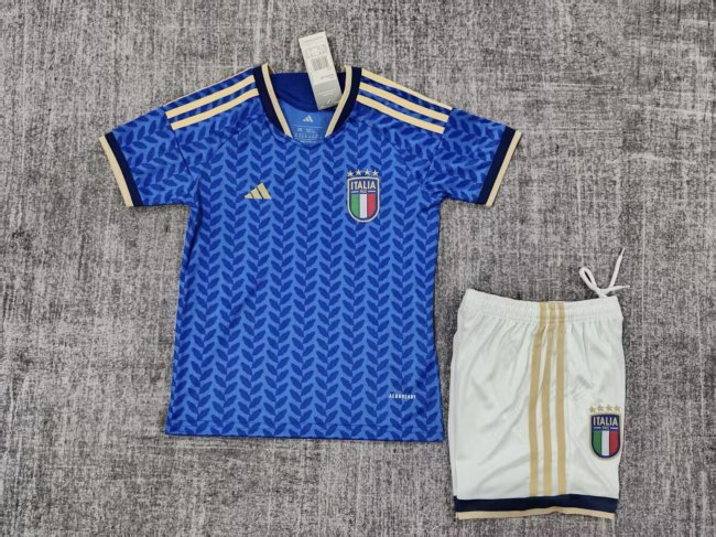 Youth Uniform Kids Kit 2026 Italy Home Soccer Jersey Shorts Child Football Set