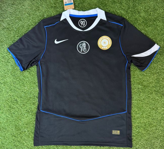 with Club World Cup Champions Patch Fan Version 2025-2026 Chelsea Third Away Black Soccer Jersey Football Shirt